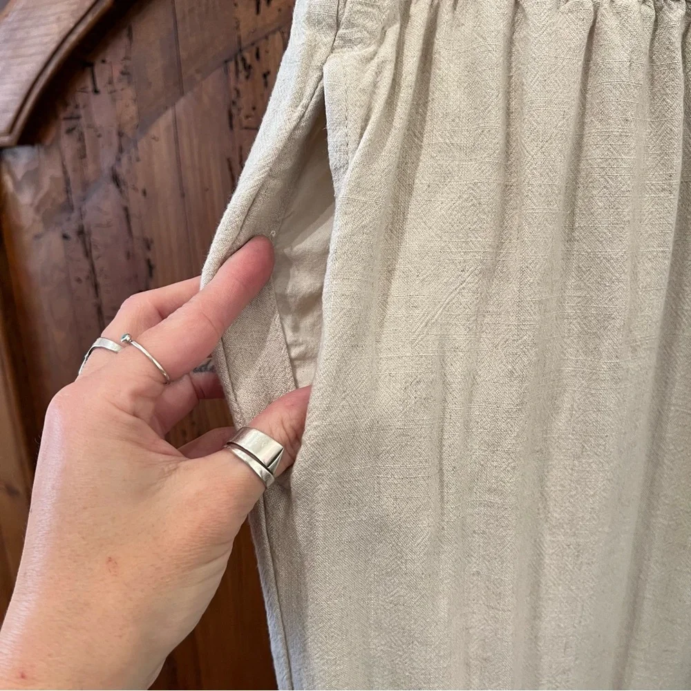 H&M Cream Cropped Wide Leg Pants